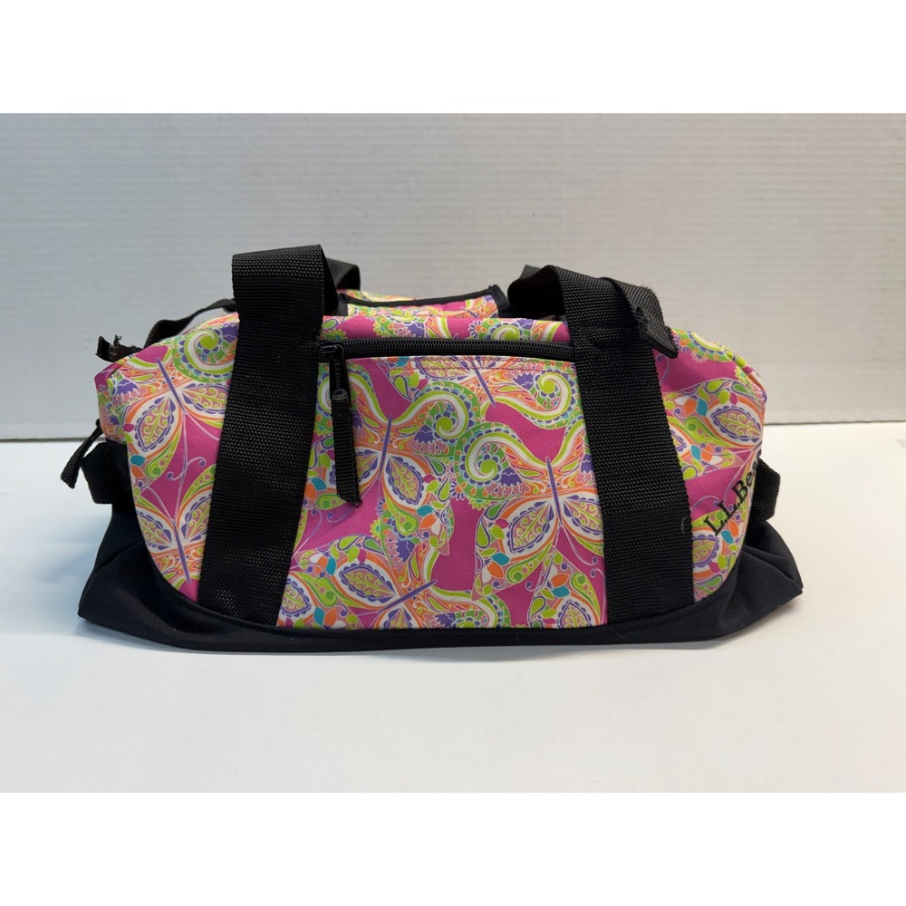 LL Bean Adventure Duffle Bag Pink Paisley Butterfly Small 290532 Ashtyn Monogram